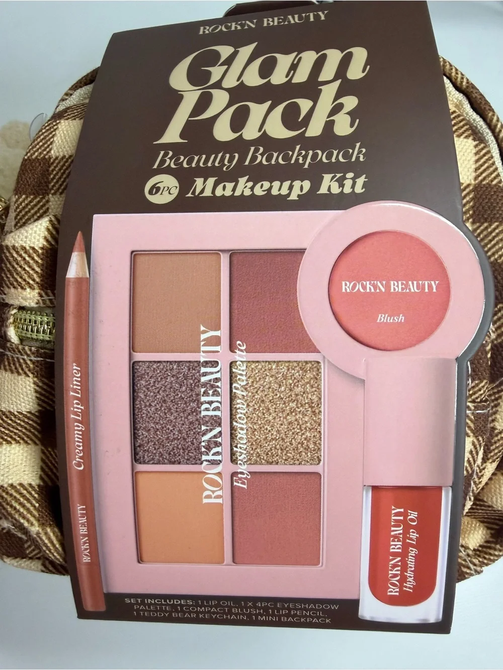Mini backpack plaid Glam Pack Makeup Kit